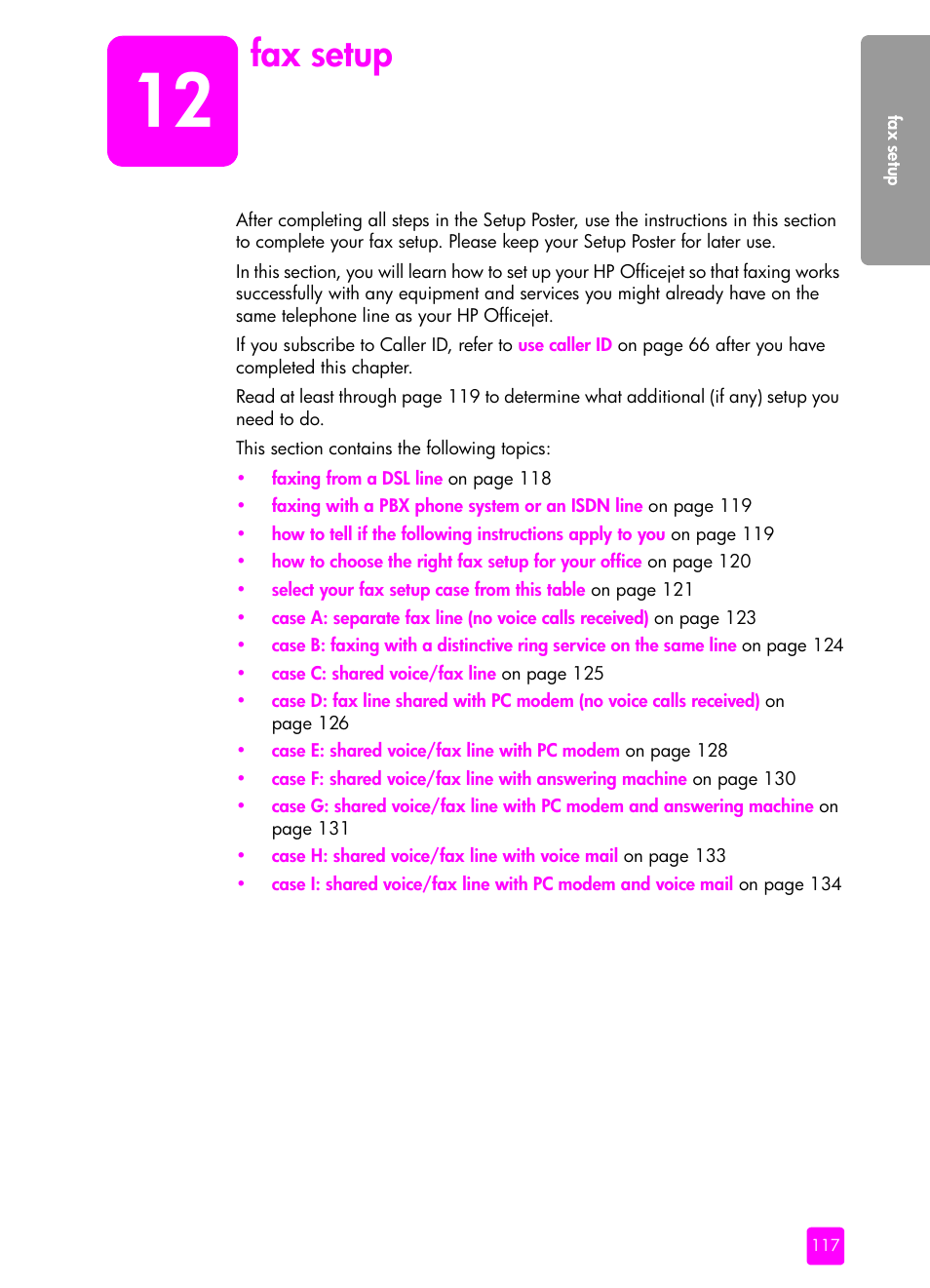 Fax setup, 12 fax setup | HP 4200 series User Manual | Page 127 / 166