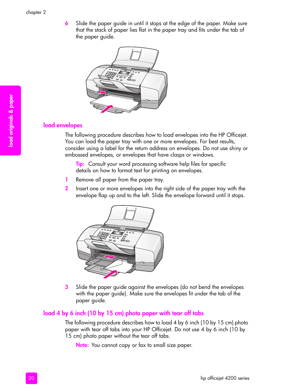 Load envelopes | HP 4200 series User Manual | Page 30 / 166