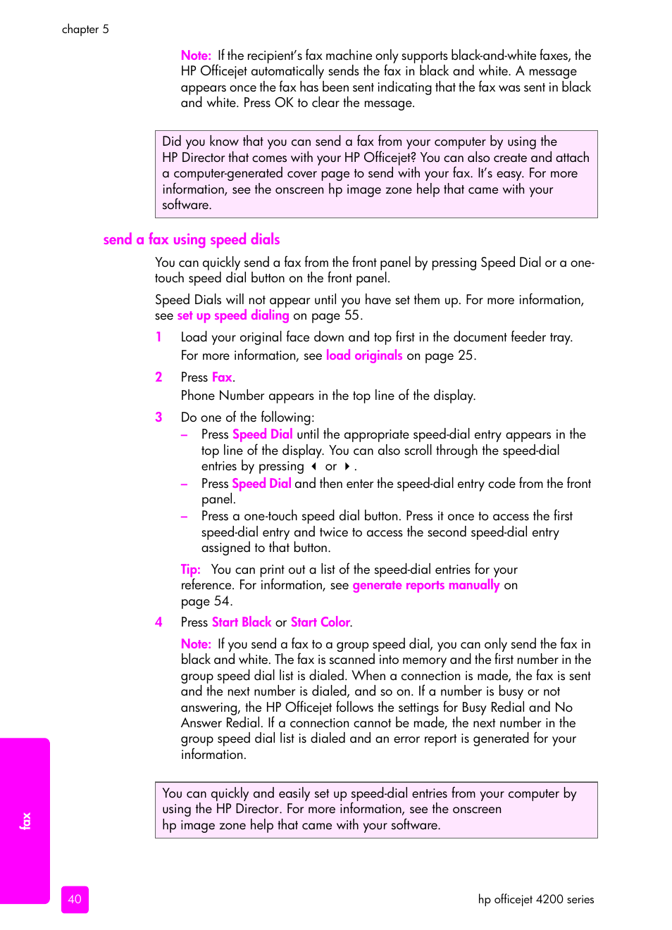 Send a fax using speed dials | HP 4200 series User Manual | Page 50 / 166