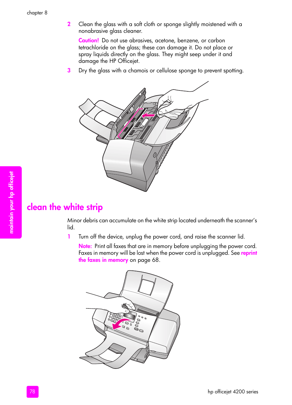 Clean the white strip | HP 4200 series User Manual | Page 88 / 166