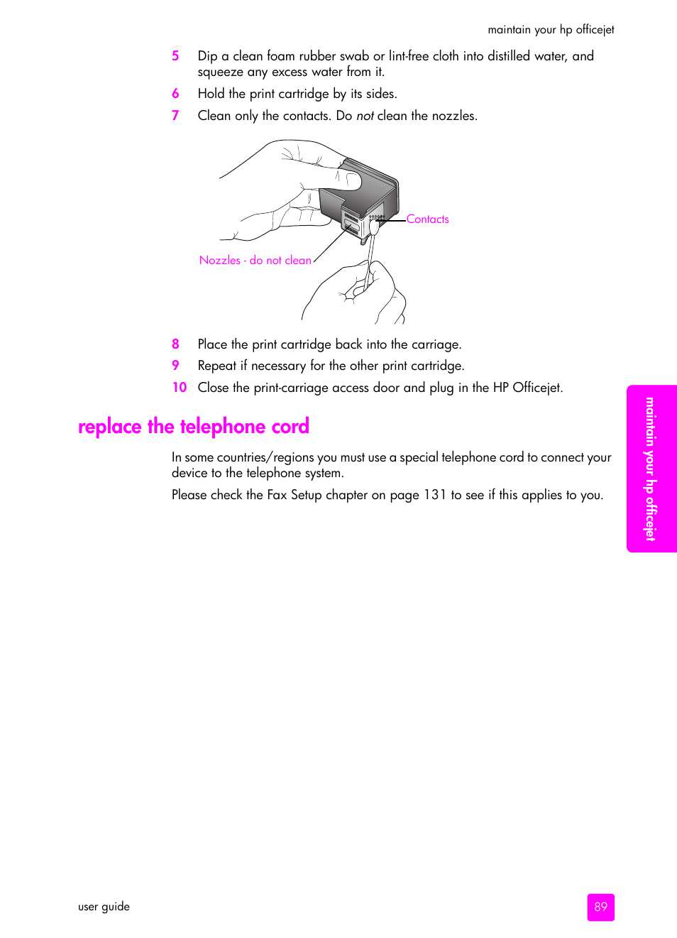 Replace the telephone cord | HP 4200 series User Manual | Page 99 / 166