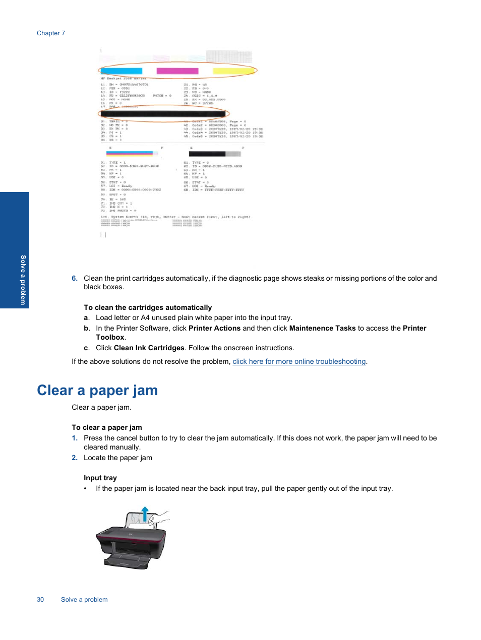 Clear a paper jam | HP 2060 K110 User Manual | Page 32 / 48