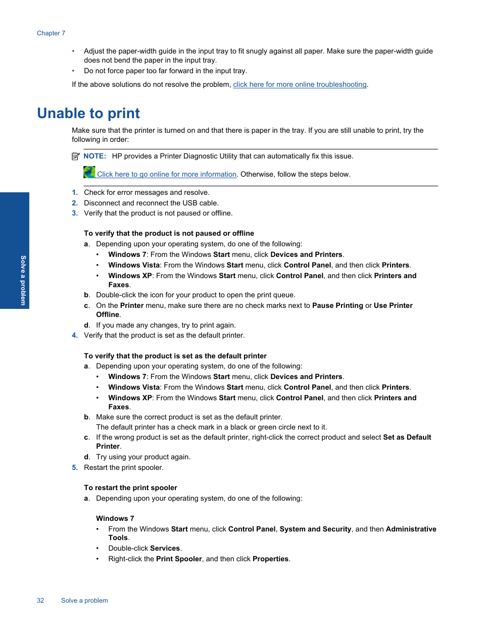 Unable to print | HP 2060 K110 User Manual | Page 34 / 48