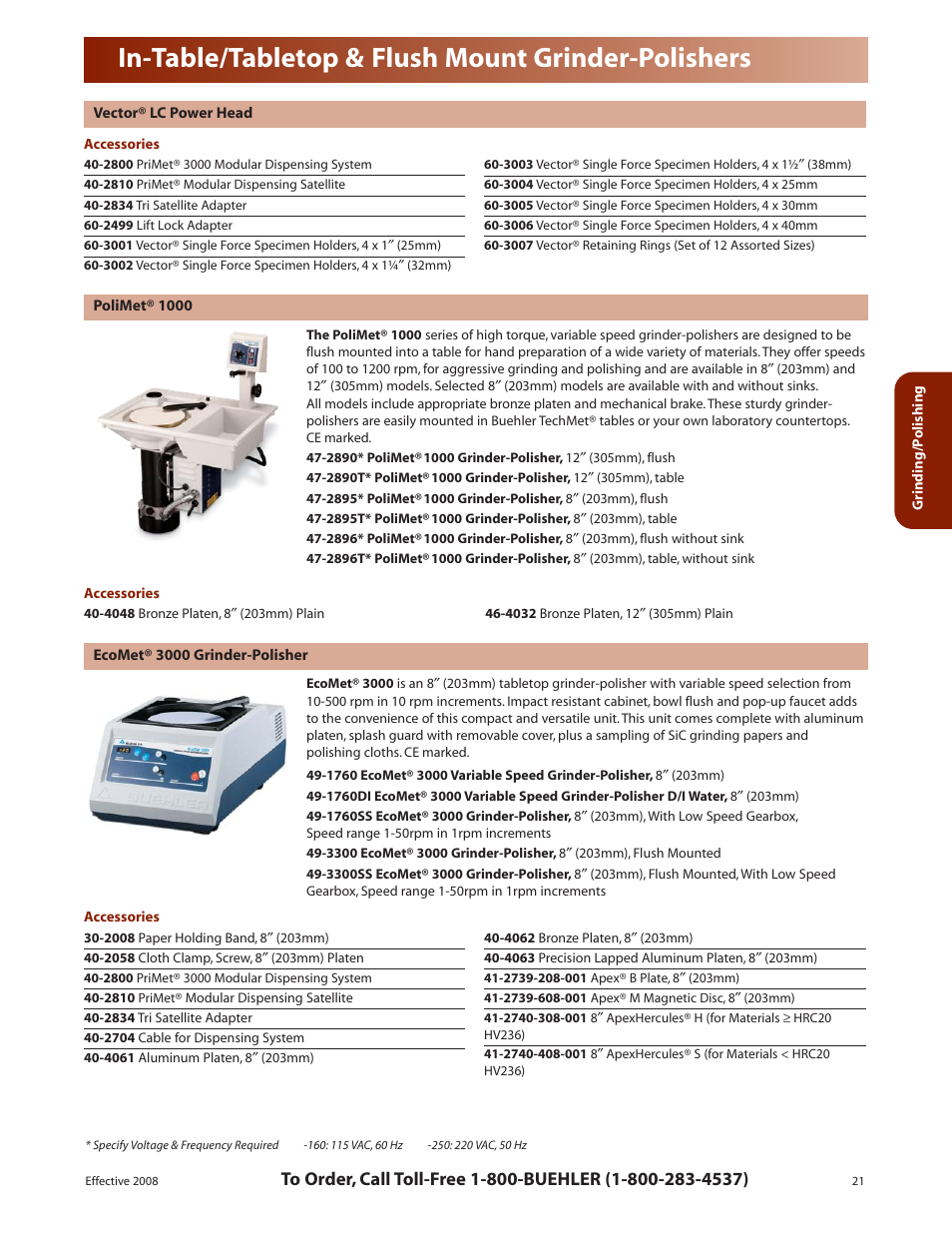 In-table/tabletop & flush mount grinder-polishers | HP 39-1572 User Manual | Page 5 / 10