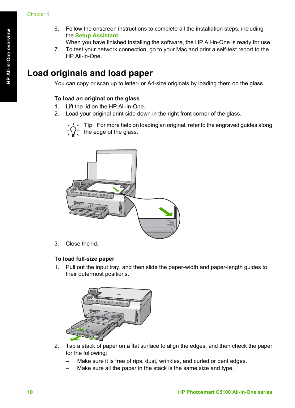 Load originals and load paper | HP C5100 User Manual | Page 13 / 45