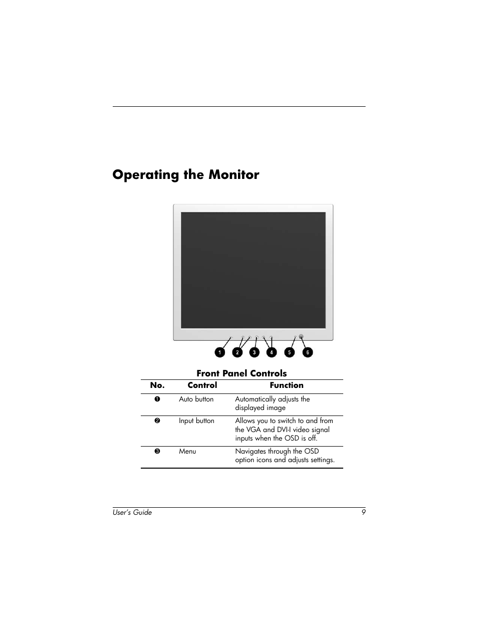 Operating the monitor | HP 1825 User Manual | Page 11 / 32
