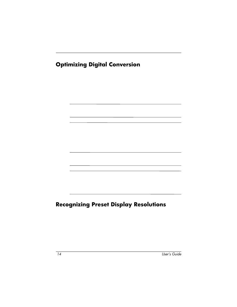 Optimizing digital conversion, Recognizing preset display resolutions | HP 1825 User Manual | Page 16 / 32