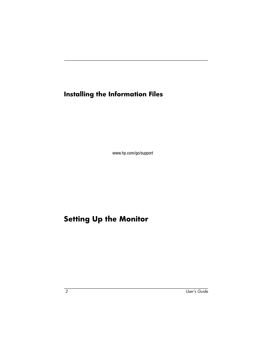 Installing the information files, Setting up the monitor | HP 1825 User Manual | Page 4 / 32