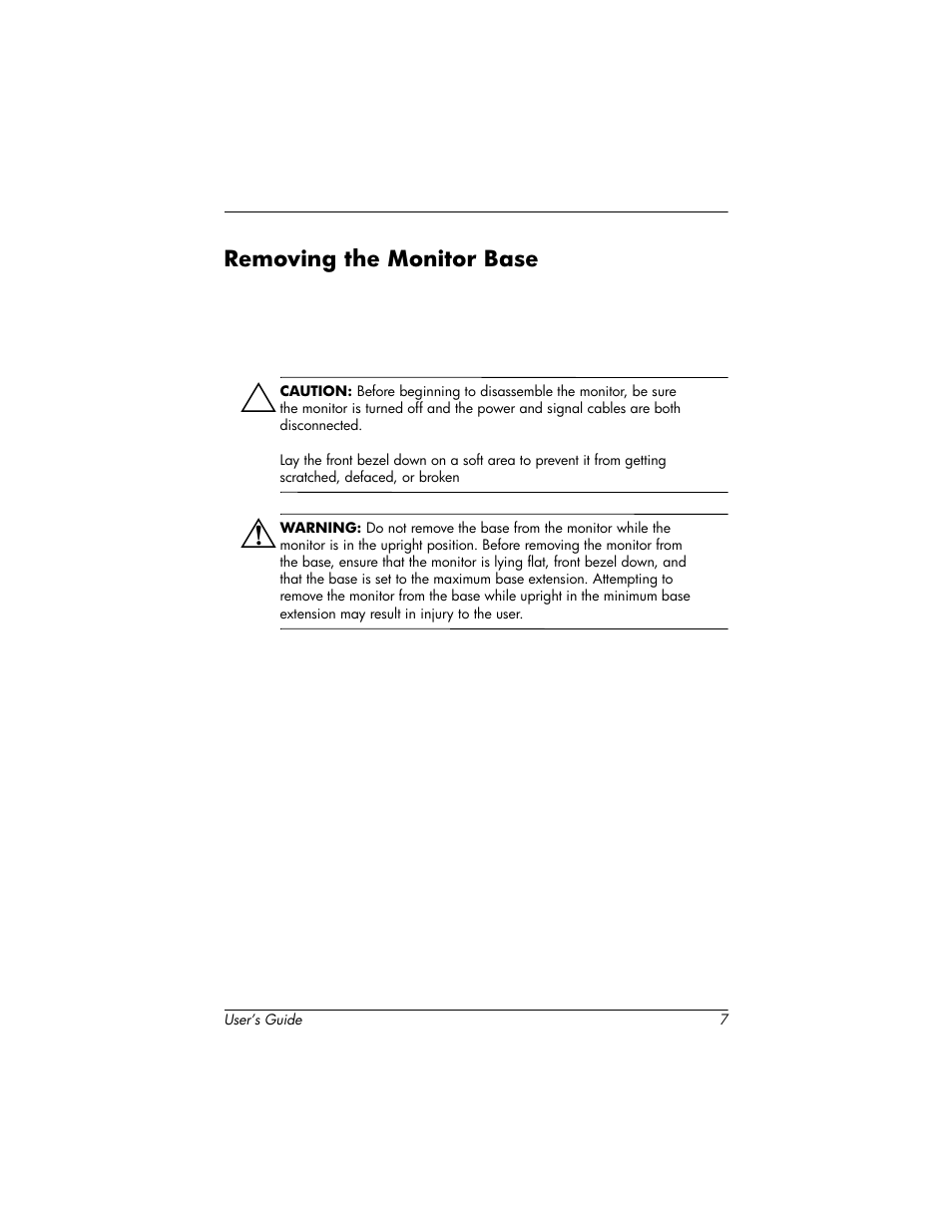 Removing the monitor base | HP 1825 User Manual | Page 9 / 32