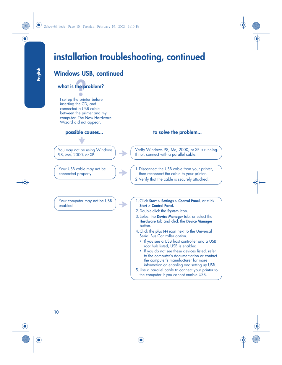 Installation troubleshooting, continued, Windows usb, continued | HP 3820 User Manual | Page 14 / 24