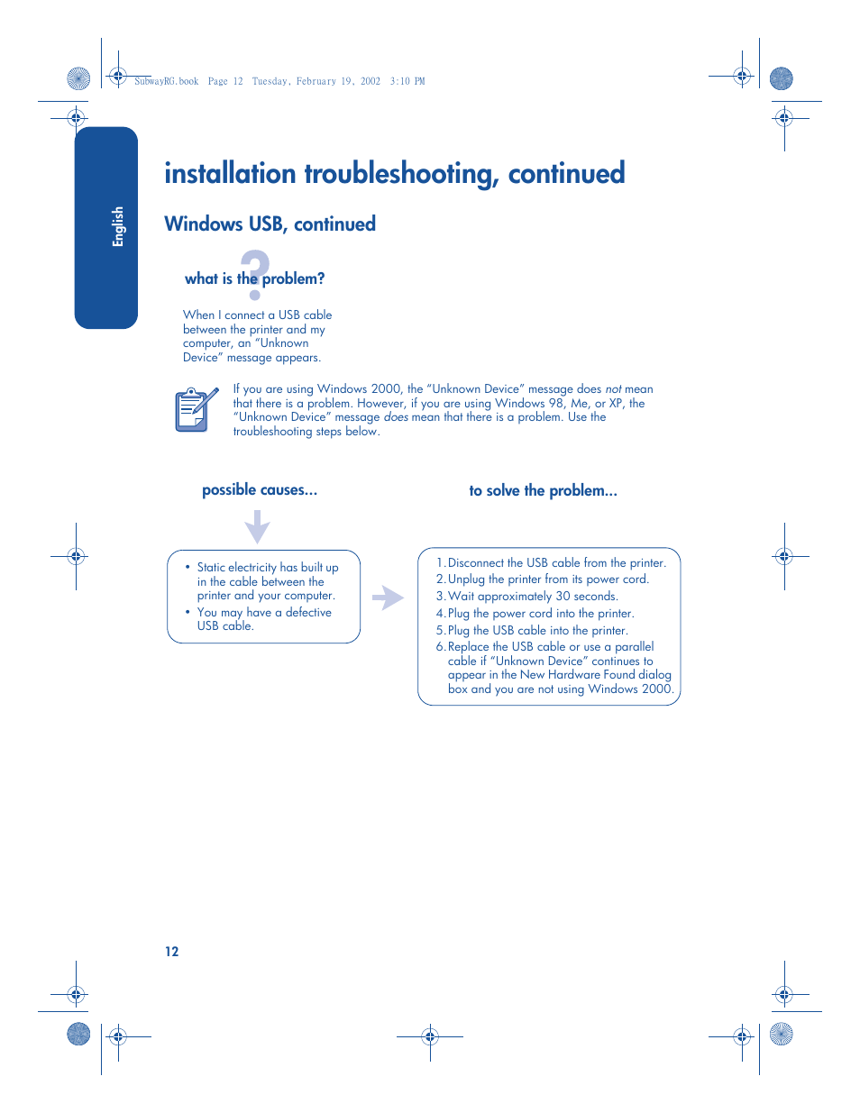 Installation troubleshooting, continued, Windows usb, continued | HP 3820 User Manual | Page 16 / 24