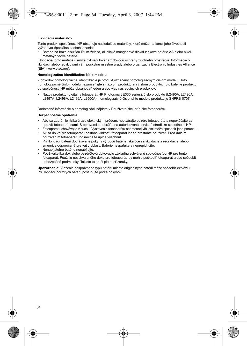 HP PhotoSmart E-Series User Manual | Page 66 / 76