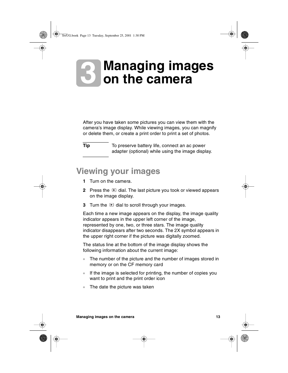 Managing images on the camera, Viewing your images | HP Photosmart 612 User Manual | Page 21 / 84