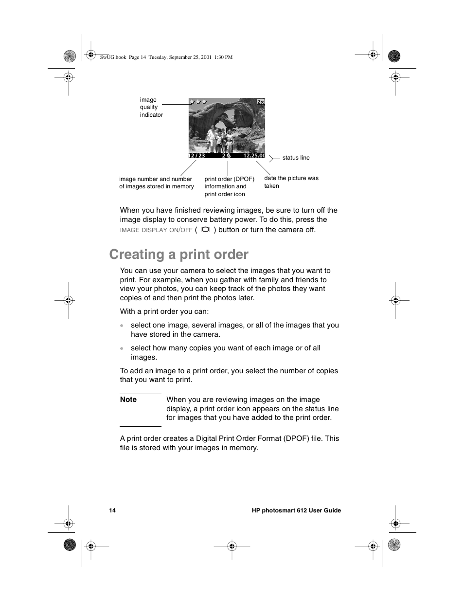 Creating a print order | HP Photosmart 612 User Manual | Page 22 / 84