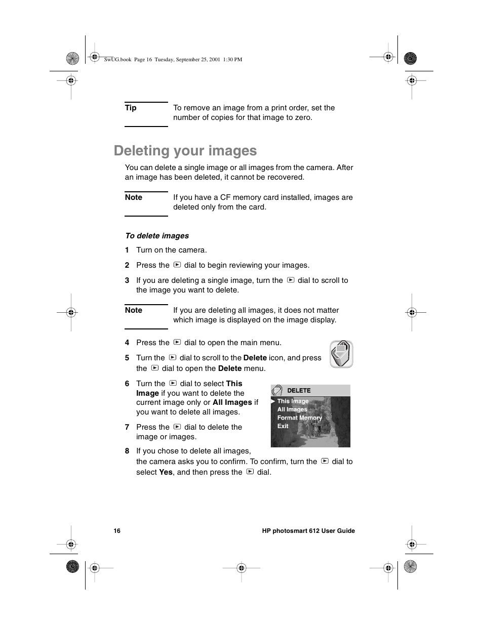 Deleting your images | HP Photosmart 612 User Manual | Page 24 / 84