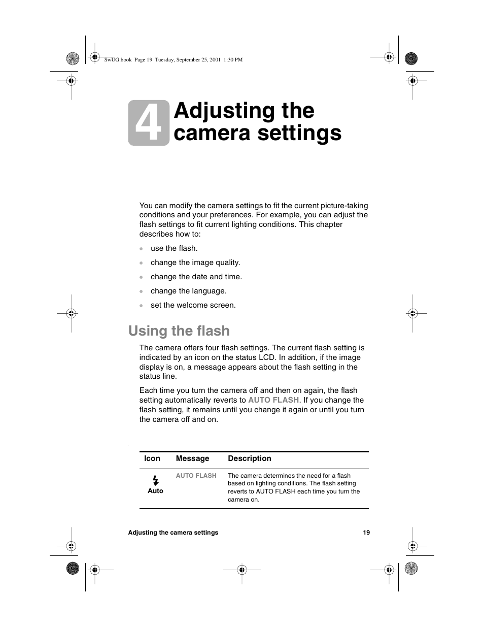 Adjusting the camera settings, Using the flash | HP Photosmart 612 User Manual | Page 27 / 84