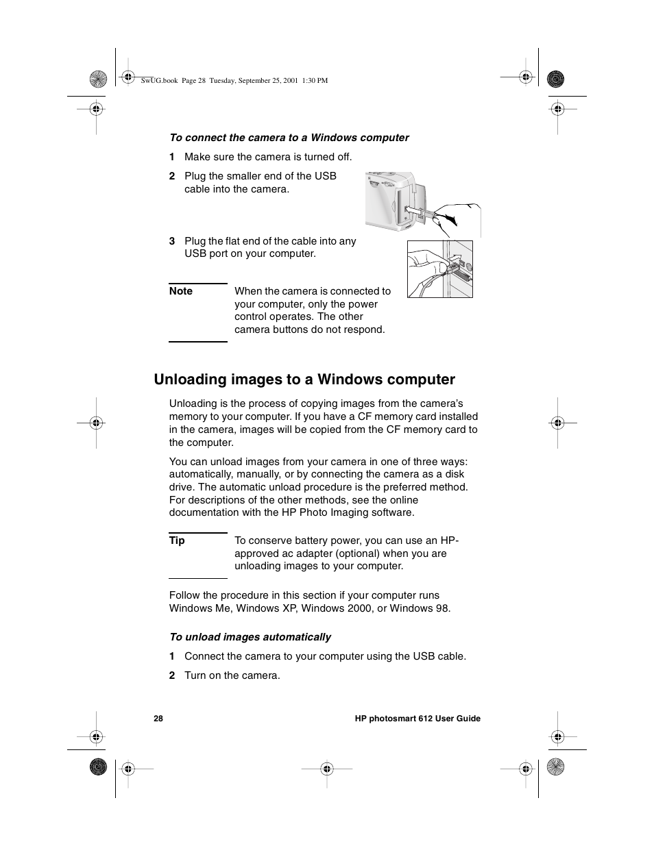 Unloading images to a windows computer | HP Photosmart 612 User Manual | Page 36 / 84