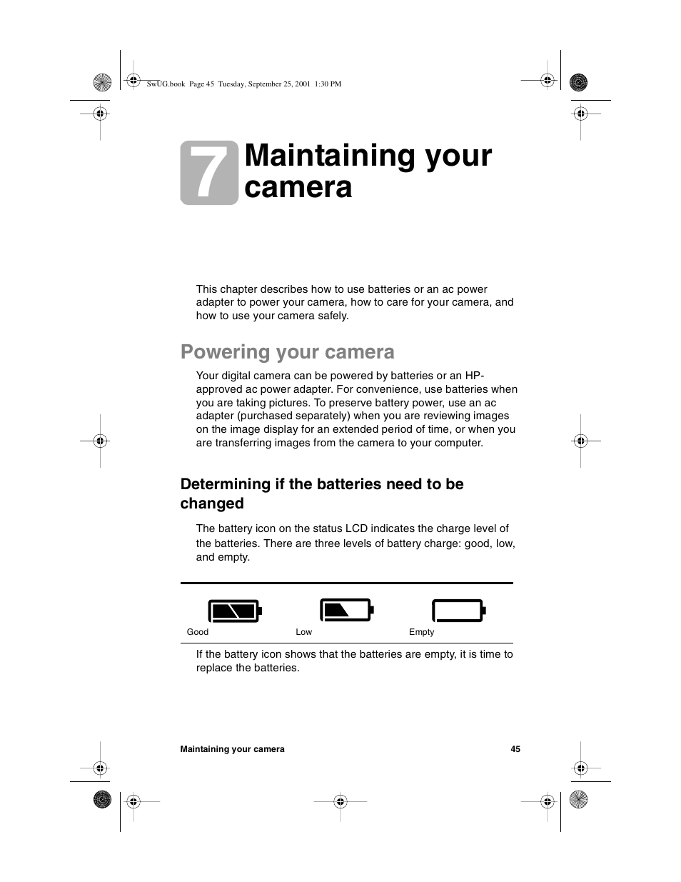 Maintaining your camera, Powering your camera | HP Photosmart 612 User Manual | Page 53 / 84