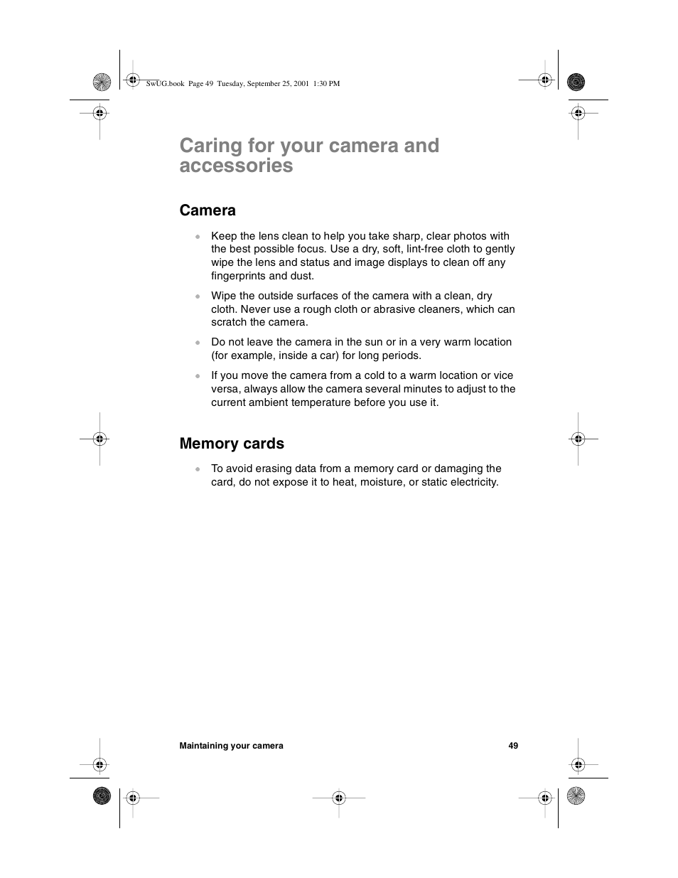 Caring for your camera and accessories, Camera | HP Photosmart 612 User Manual | Page 57 / 84