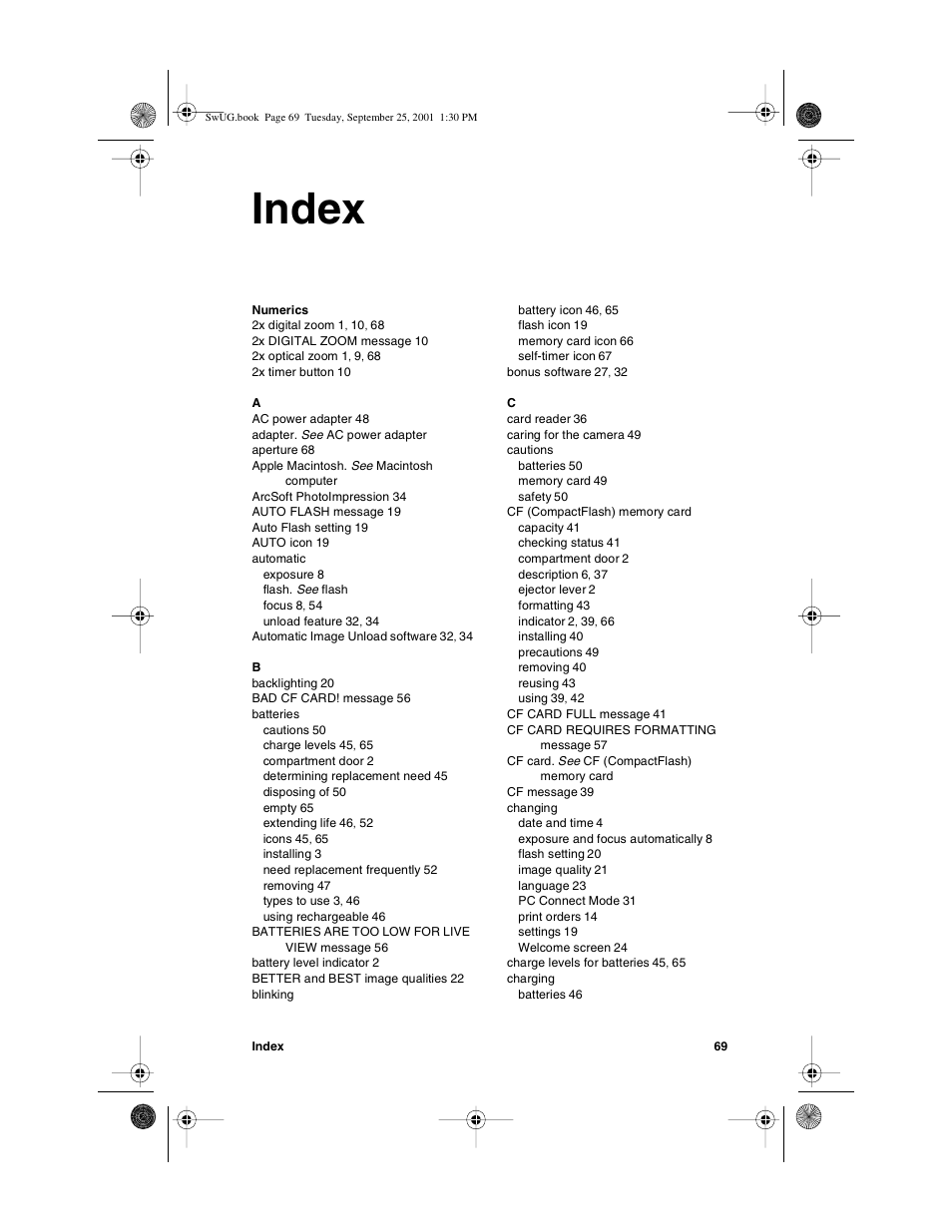 Index | HP Photosmart 612 User Manual | Page 77 / 84