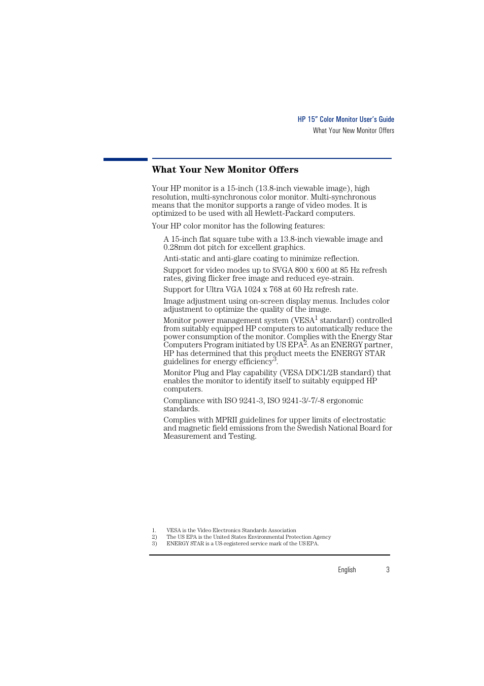 What your new monitor offers | HP 55HP User Manual | Page 5 / 17