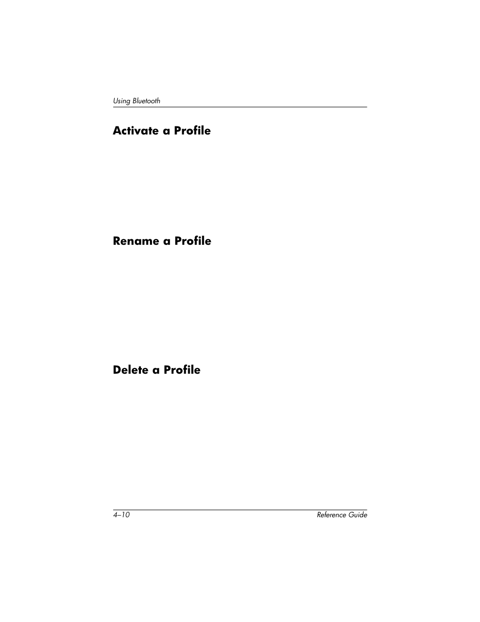 Activate a profile, Rename a profile, Delete a profile | HP h5400 User Manual | Page 114 / 273