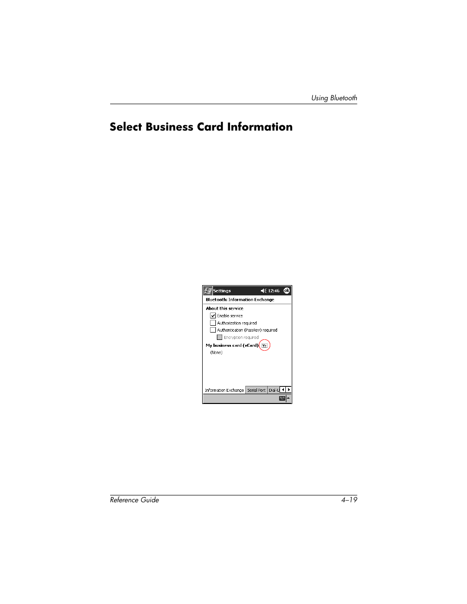 Select business card information, Select business card information –19 | HP h5400 User Manual | Page 123 / 273