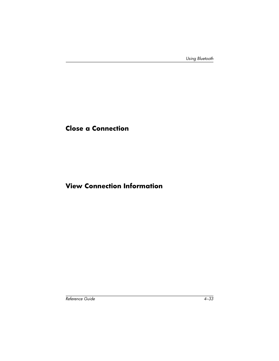 Close a connection, View connection information | HP h5400 User Manual | Page 137 / 273