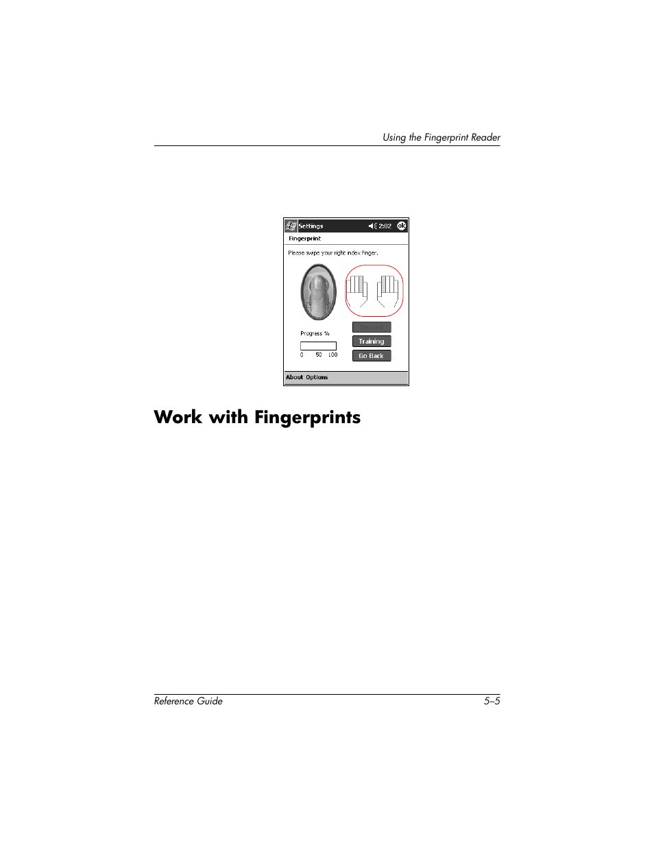 Work with fingerprints, Work with fingerprints –5 | HP h5400 User Manual | Page 143 / 273