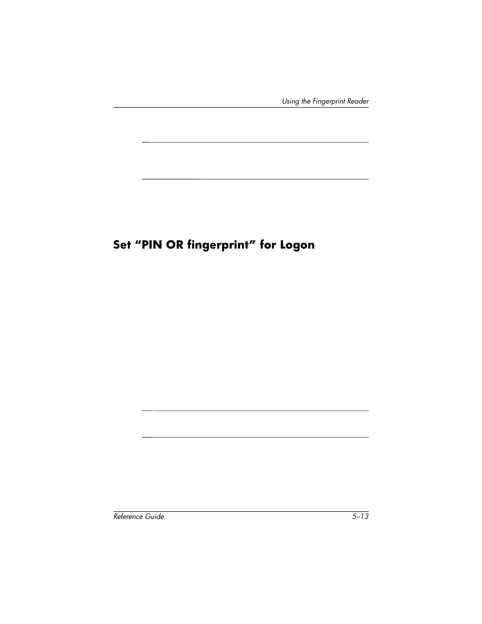 Set “pin or fingerprint” for logon, Set “pin or fingerprint” for logon –13 | HP h5400 User Manual | Page 151 / 273