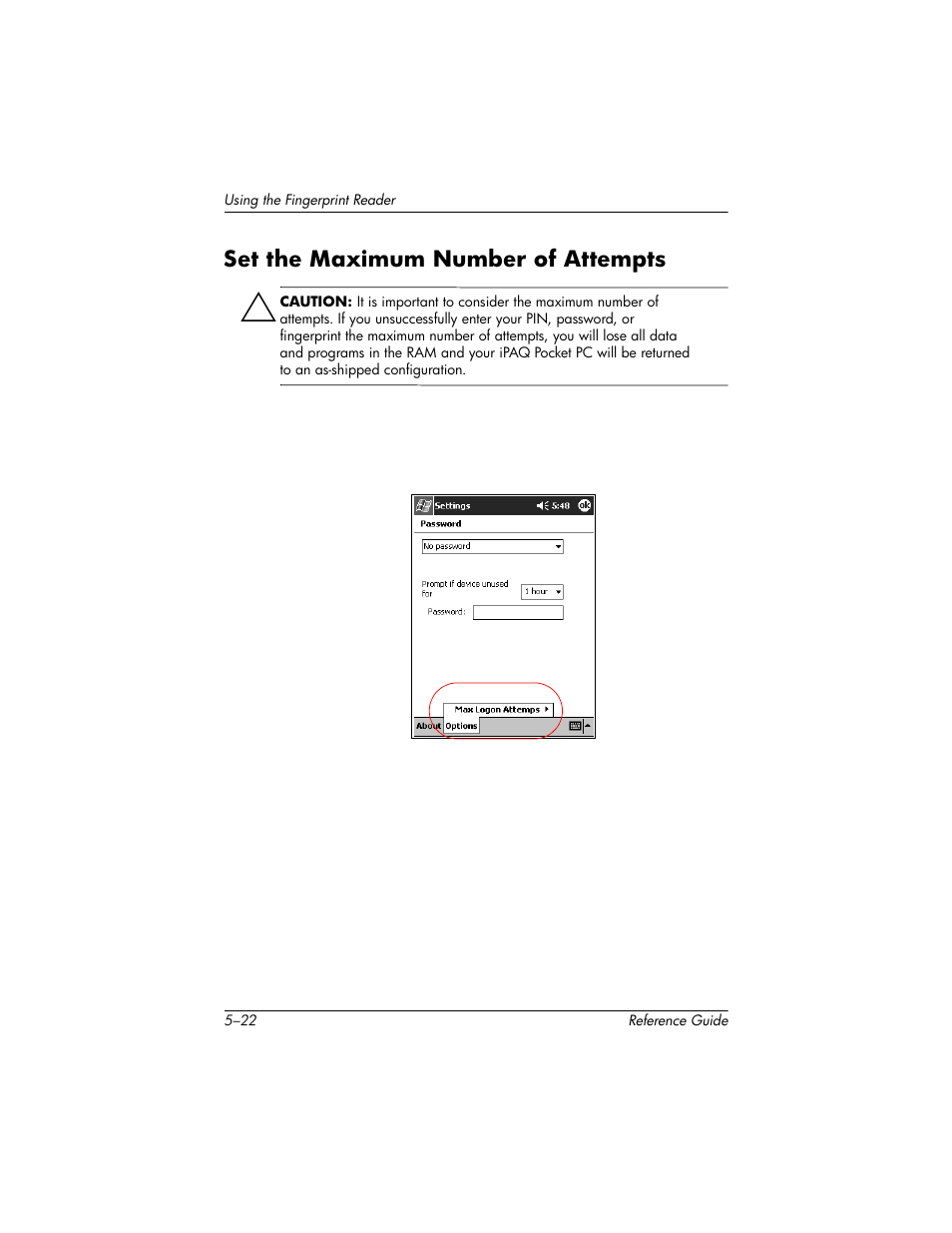 Set the maximum number of attempts, Set the maximum number of attempts –22 | HP h5400 User Manual | Page 160 / 273