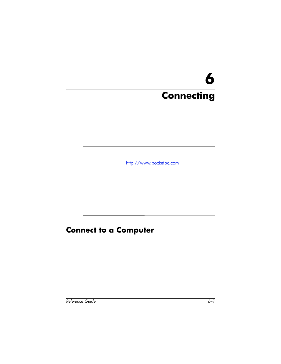 Connecting, Connect to a computer, 6 connecting | Connect to a computer –1 | HP h5400 User Manual | Page 163 / 273