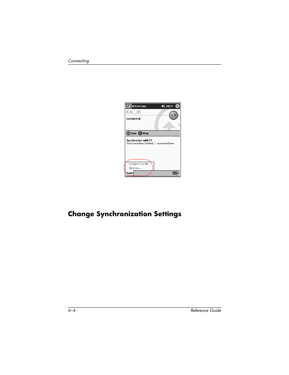 Change synchronization settings, Change synchronization settings –4 | HP h5400 User Manual | Page 166 / 273