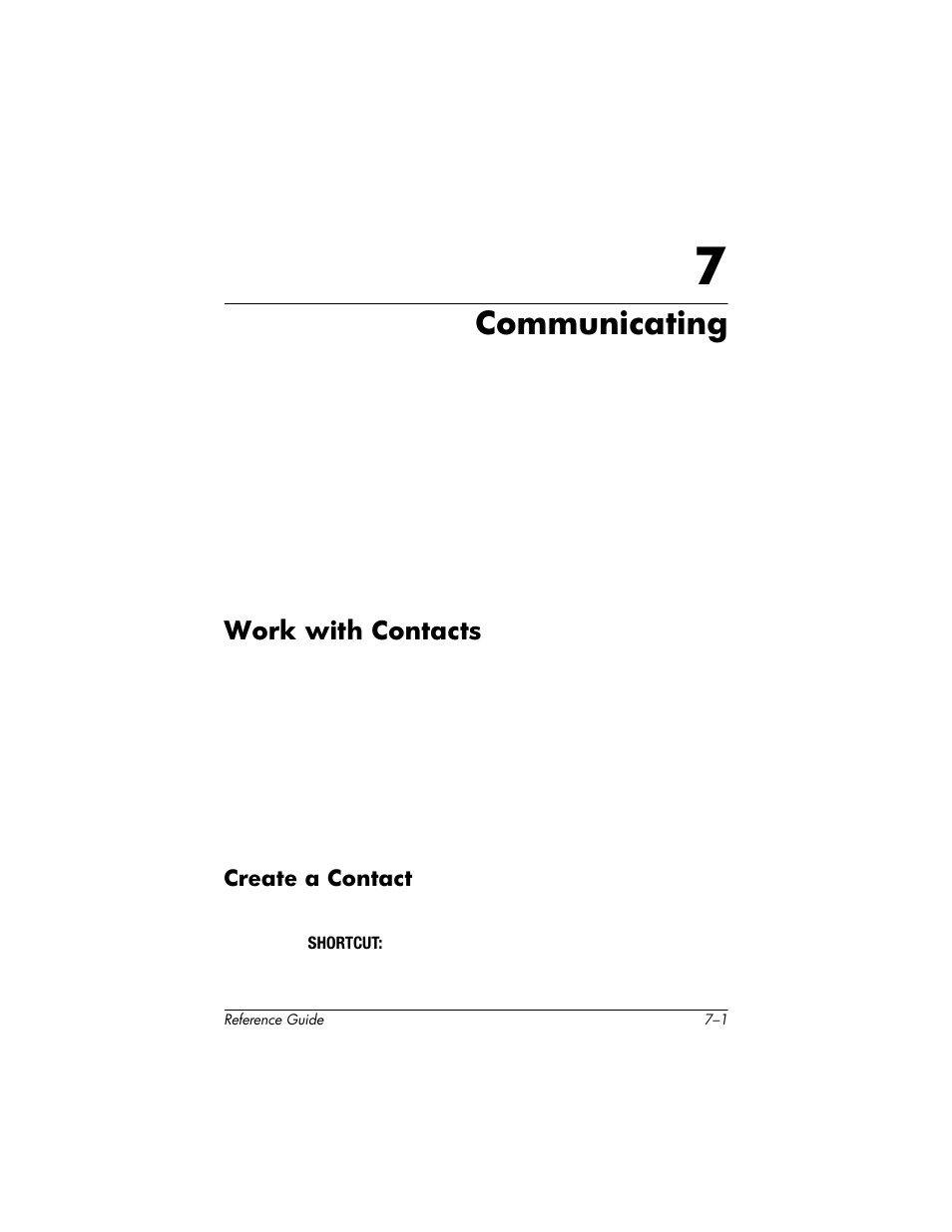 Communicating, Work with contacts, Create a contact | 7 communicating, Work with contacts –1, Create a contact –1 | HP h5400 User Manual | Page 175 / 273