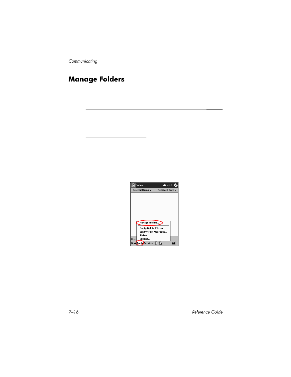 Manage folders, Manage folders –16 | HP h5400 User Manual | Page 190 / 273