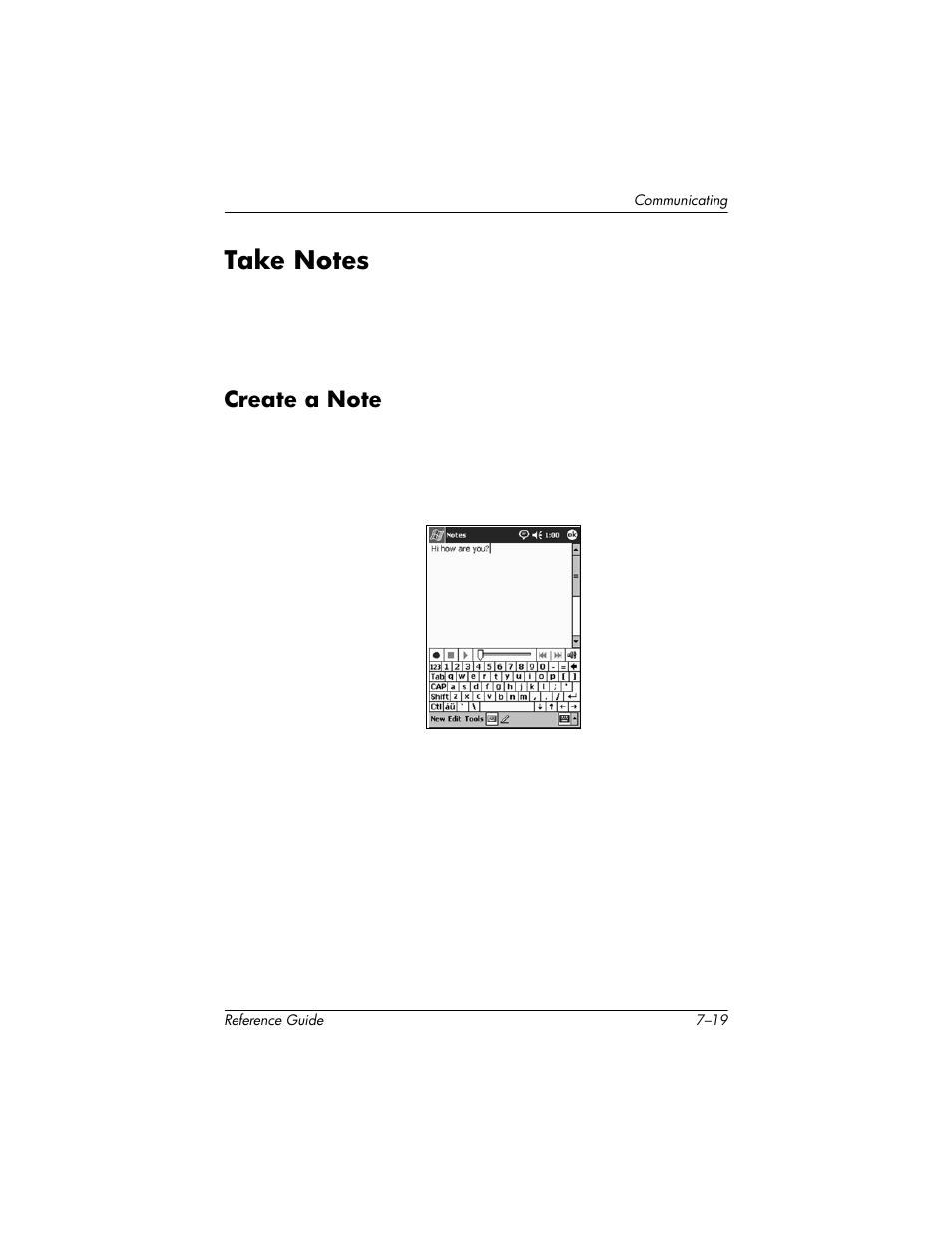 Take notes, Create a note, Take notes –19 | Create a note –19 | HP h5400 User Manual | Page 193 / 273