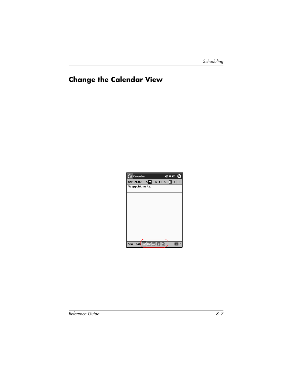 Change the calendar view, Change the calendar view –7 | HP h5400 User Manual | Page 201 / 273