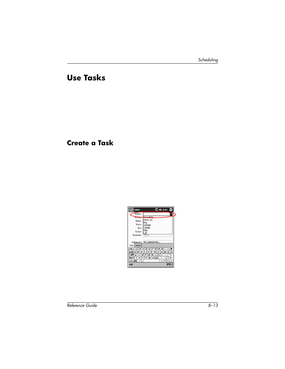 Use tasks, Create a task, Use tasks –13 | Create a task –13 | HP h5400 User Manual | Page 207 / 273