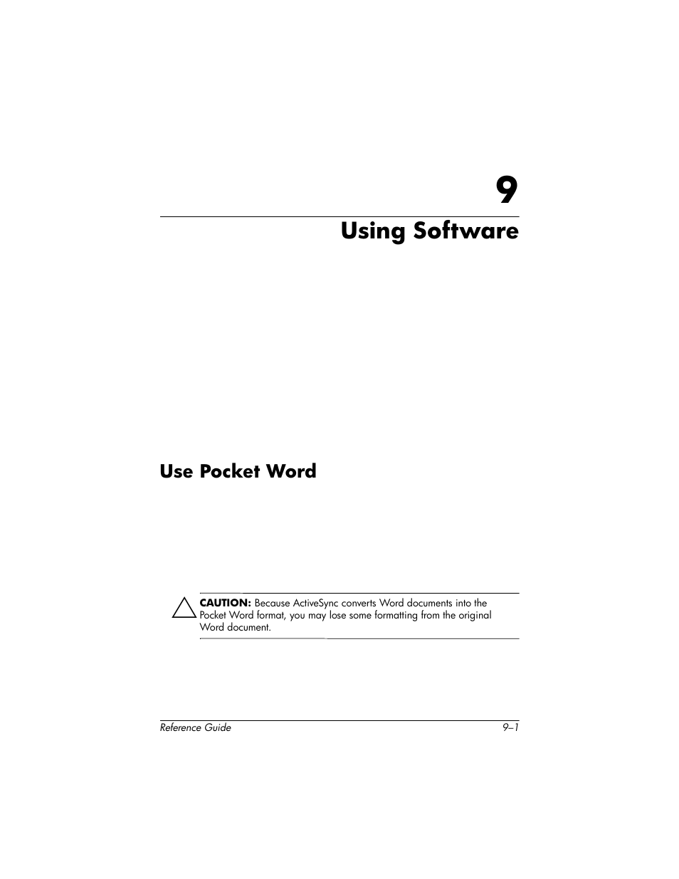 Using software, Use pocket word, 9 using software | Use pocket word –1 | HP h5400 User Manual | Page 211 / 273