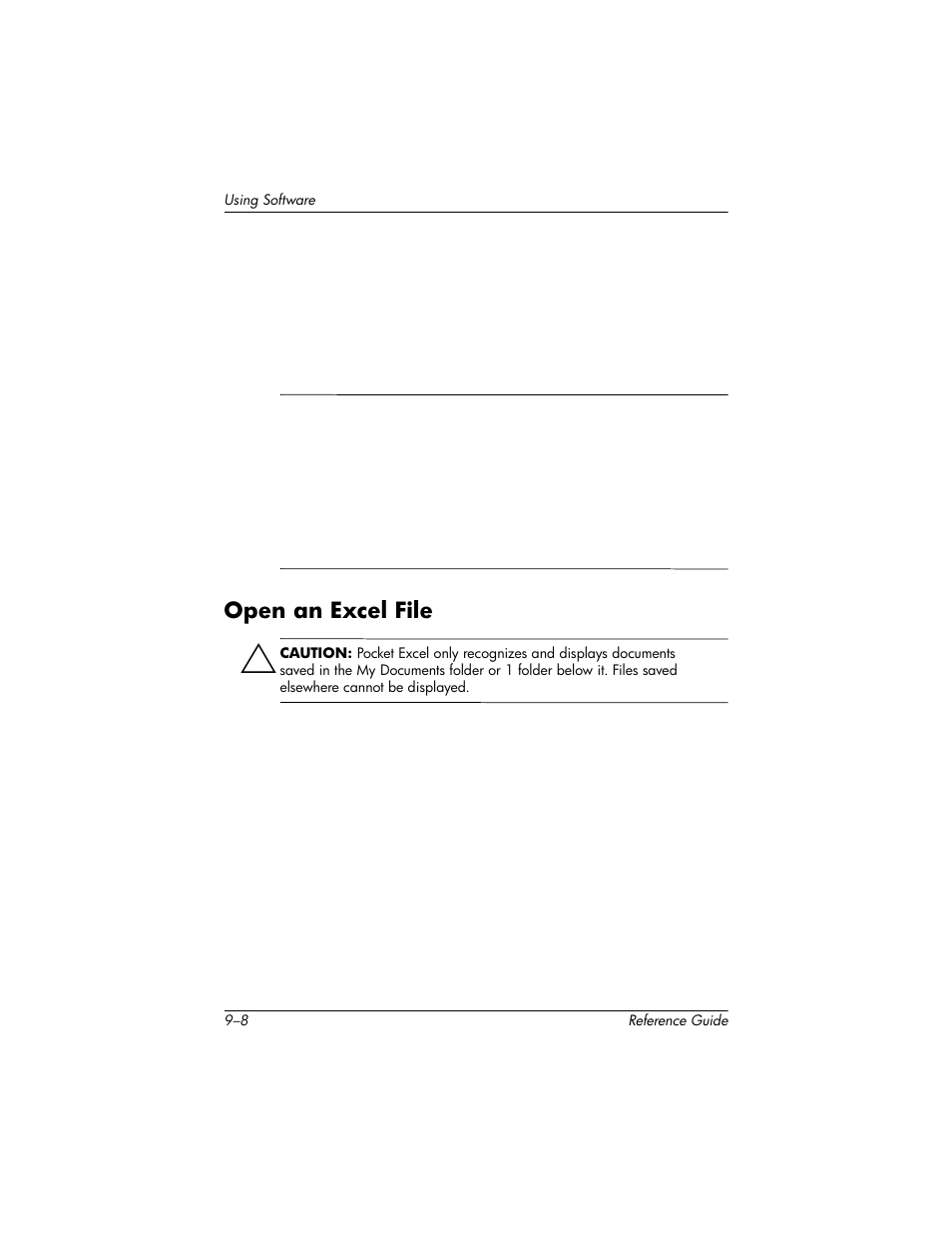 Open an excel file, Open an excel file –8 | HP h5400 User Manual | Page 218 / 273