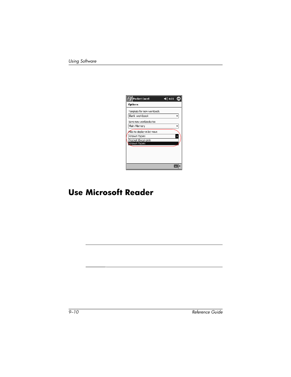 Use microsoft reader, Use microsoft reader –10, Read ebooks with microsoft reader | HP h5400 User Manual | Page 220 / 273