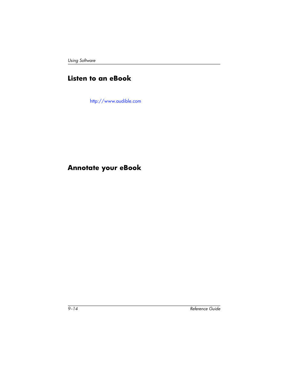 Listen to an ebook, Annotate your ebook, Listen to an ebook –14 annotate your ebook –14 | HP h5400 User Manual | Page 224 / 273