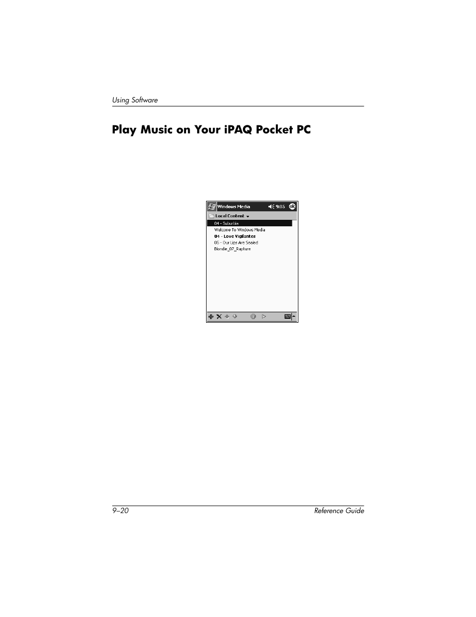 Play music on your ipaq pocket pc, Play music on your ipaq pocket pc –20 | HP h5400 User Manual | Page 230 / 273