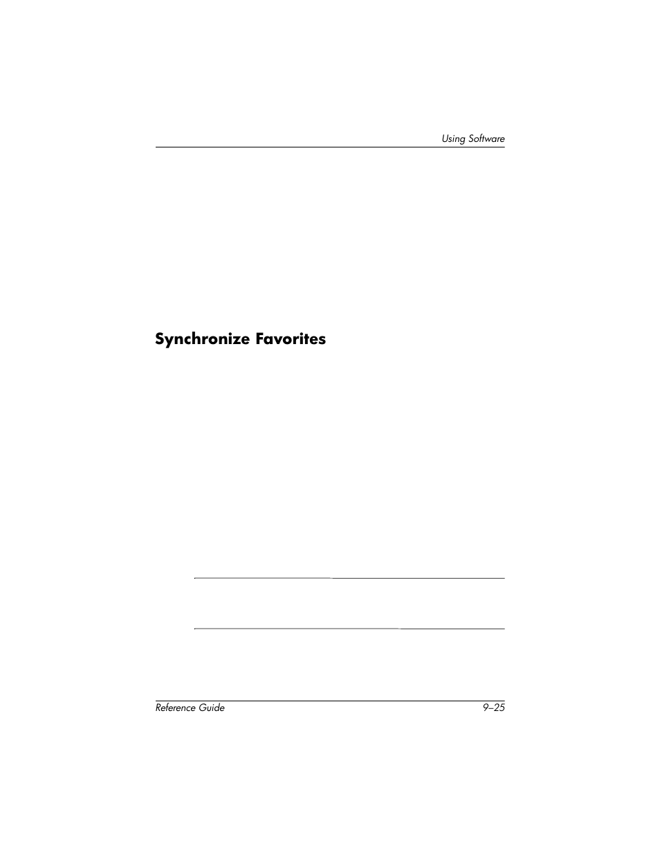 Synchronize favorites, Synchronize favorites –25 | HP h5400 User Manual | Page 235 / 273