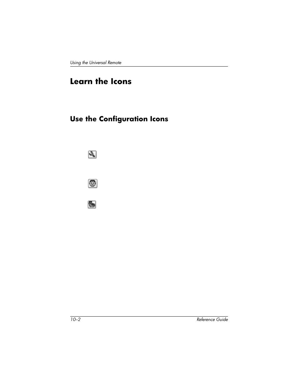 Learn the icons, Use the configuration icons, Learn the icons –2 | Use the configuration icons –2 | HP h5400 User Manual | Page 238 / 273