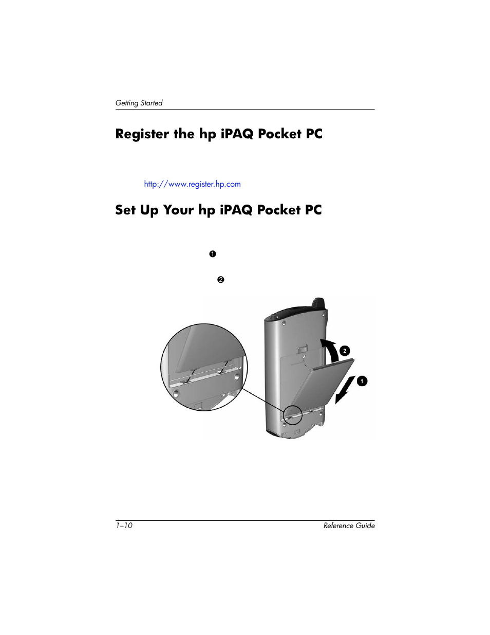Register the hp ipaq pocket pc, Set up your hp ipaq pocket pc | HP h5400 User Manual | Page 24 / 273