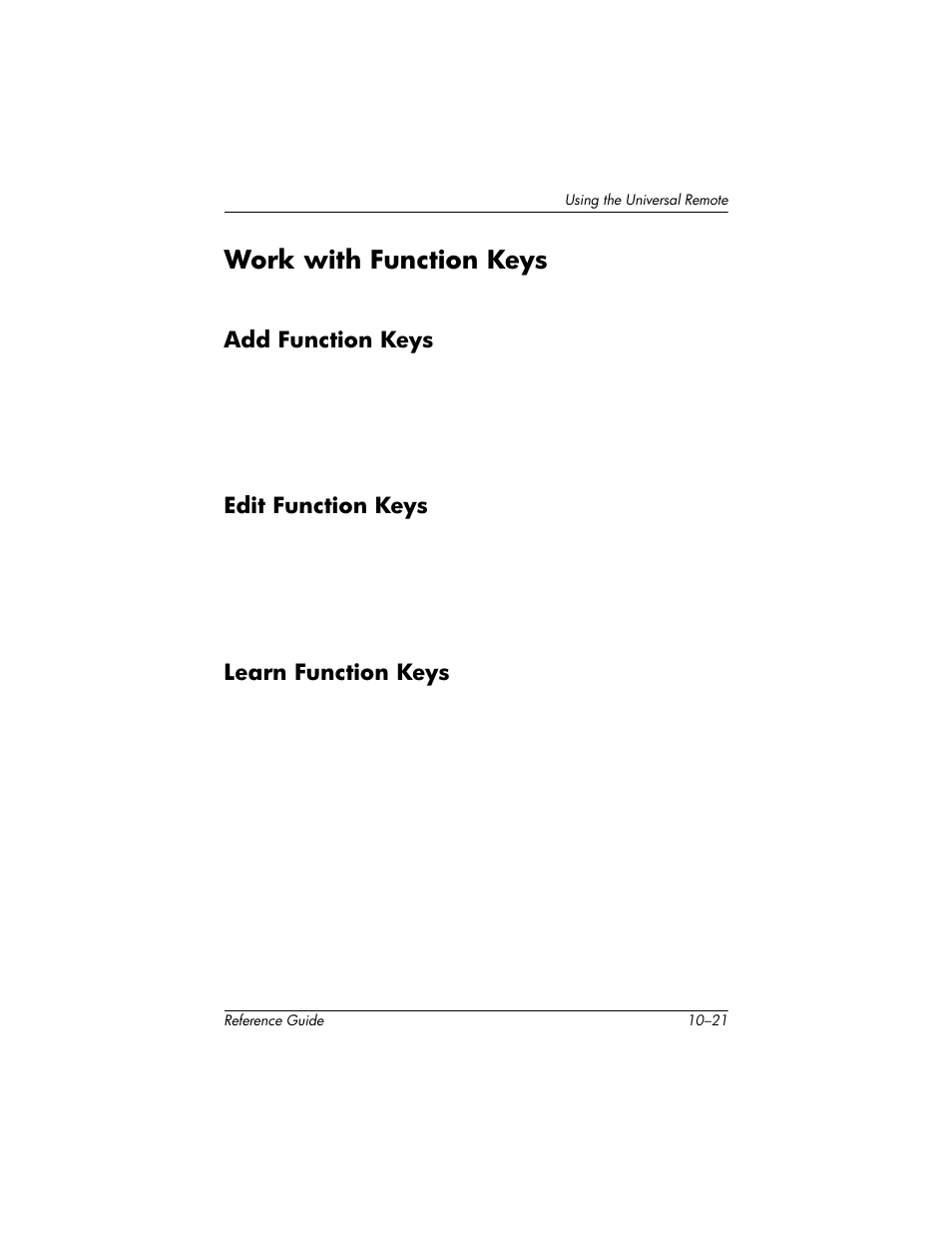 Work with function keys, Add function keys, Edit function keys | Learn function keys, Work with function keys –21 | HP h5400 User Manual | Page 257 / 273
