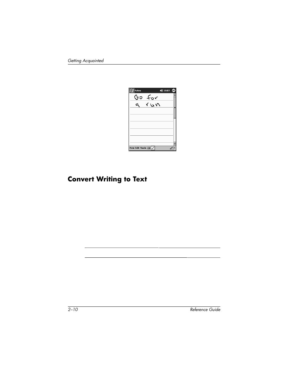 Convert writing to text, Convert writing to text –10 | HP h5400 User Manual | Page 42 / 273