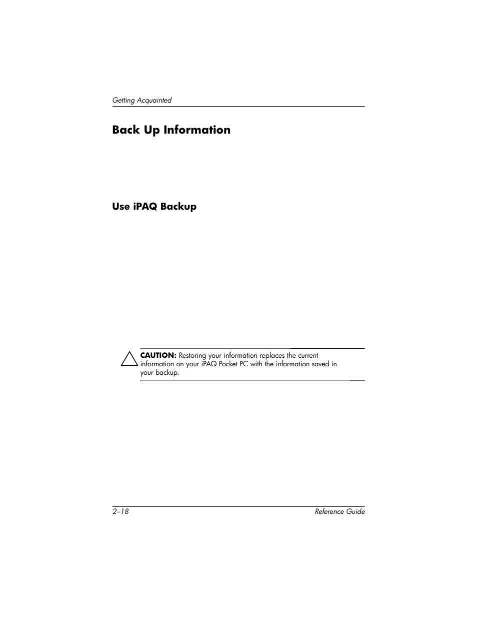 Back up information, Back up information –18 | HP h5400 User Manual | Page 50 / 273