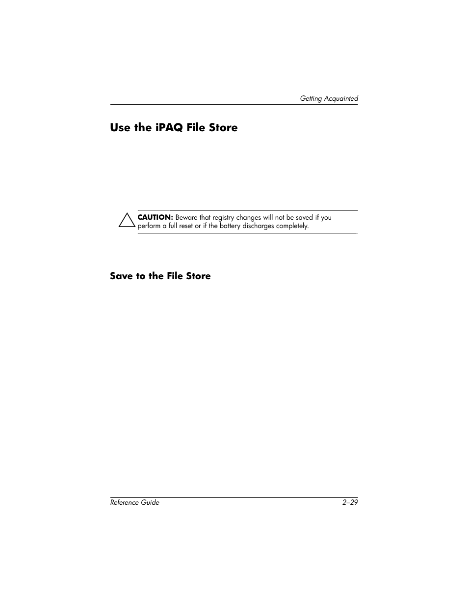 Use the ipaq file store, Use the ipaq file store –29 | HP h5400 User Manual | Page 61 / 273
